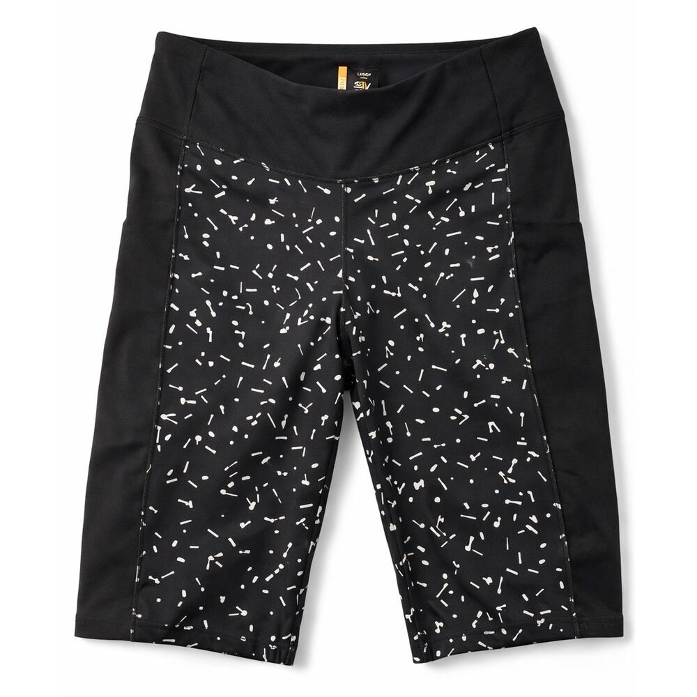 Lucy Biker Shorts Women M Black White Print High Rise Stretch Yoga Gym